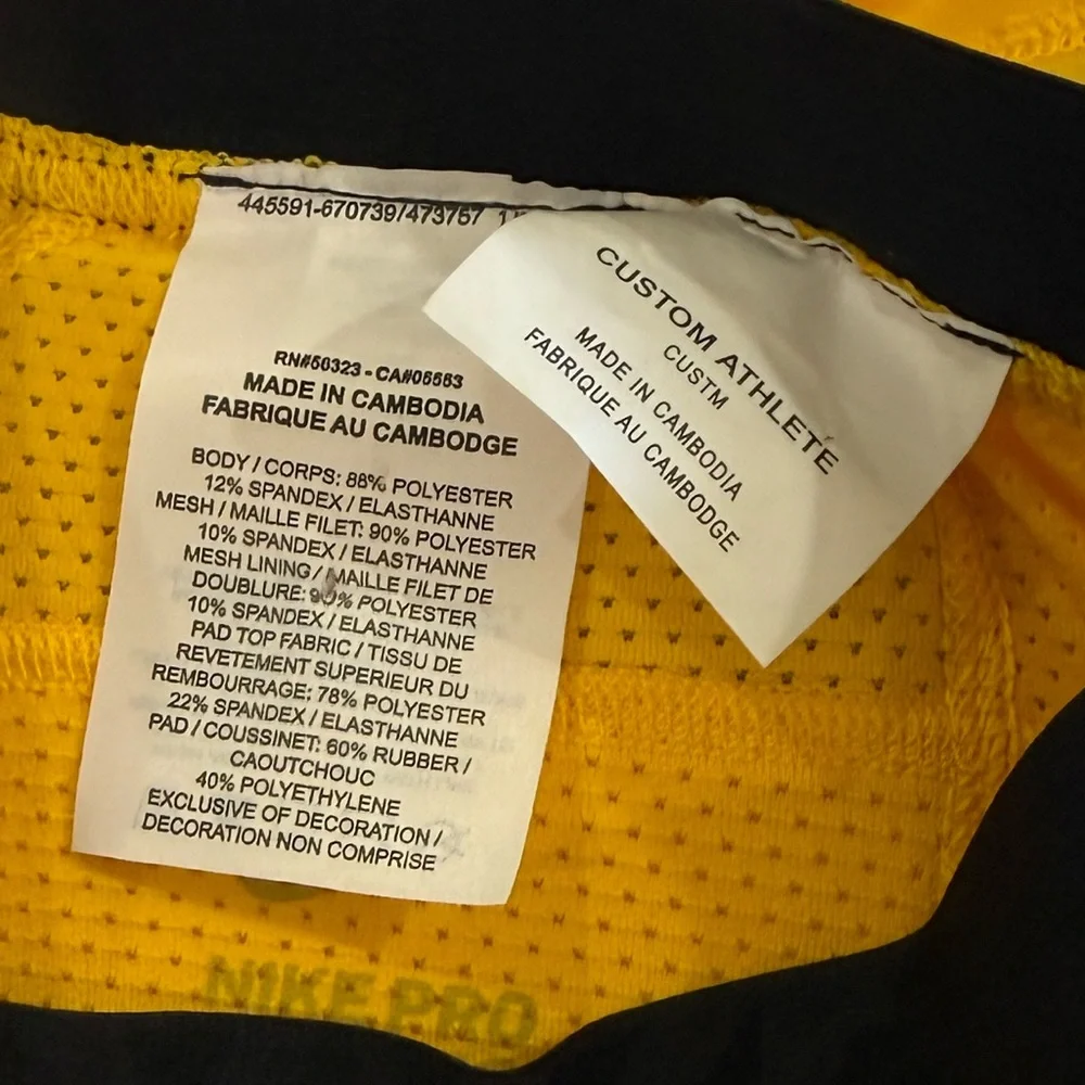 NWOT NIKE Pro Hyperstrong Yellow Padded Football Pants Hip Thigh Knee Pads